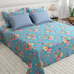 Xara Blue Floral Bed Sheet Set