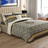 GREY FLORAL Xara 8 Pcs King Reversible Quilt Cover Set Bedsheet