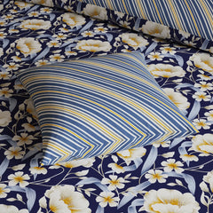 NAVY GARDEN Xara 8 Pcs King Reversible Quilt Cover Set Bedsheet