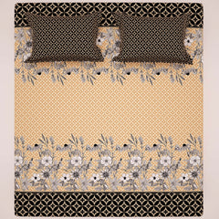 Xara Black Floral Striped Border Bed Sheet Set