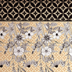 Xara Black Floral Striped Border Bed Sheet Set