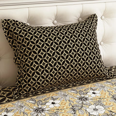 Xara Black Floral Striped Border Bed Sheet Set