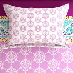 Xara Purple Floral Striped Border Bed Sheet Set