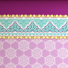 Xara Purple Floral Striped Border Bed Sheet Set