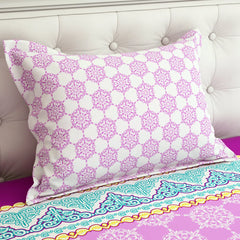 Xara Purple Floral Striped Border Bed Sheet Set