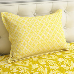Xara Yellow Floral Striped Bed Sheet Set