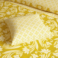 YELLOW FLORAL Xara 8 Pcs King Reversible Quilt Cover Set Bedsheet