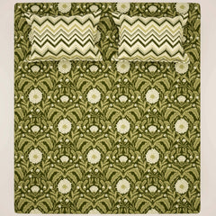 Xara Green Zigzag Chevron Bed Sheet Set