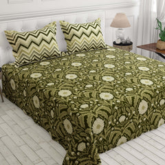 Xara Green Zigzag Chevron Bed Sheet Set