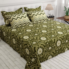 Xara Green Zigzag Chevron Bed Sheet Set