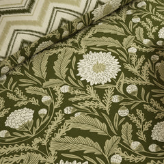 FOREST OLIVE Xara 8 Pcs King Reversible Quilt Cover Set Bedsheet