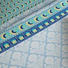 TURQUOISE & ROYAL BLUE GEOMETRIC Xara 8 Pcs King Reversible Quilt Cover Set Bedsheet