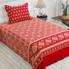 Xara Red Geometric Bed Sheet Set