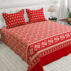 Xara Red Geometric Bed Sheet Set