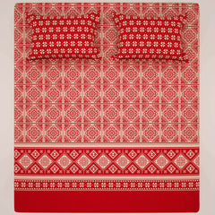 Xara Red Geometric Bed Sheet Set