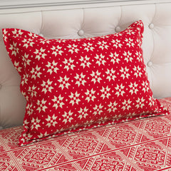 Xara Red Geometric Bed Sheet Set