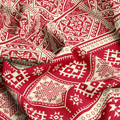 Xara Red Geometric Fitted Bed Sheet Set