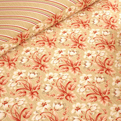 BEIGE FLORAL STRIPES Xara 8 Pcs King Reversible Quilt Cover Set Bedsheet 8649