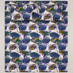 White Abstract Shapes Floral Sateen Bed Sheet Set - Sateen
