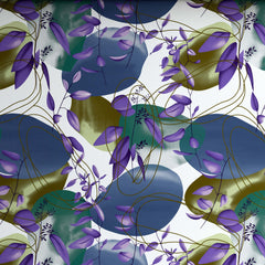 White Abstract Shapes Floral Sateen Bed Sheet Set - Sateen