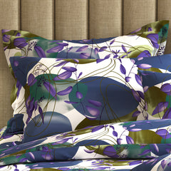 WHITE ABSTRACT Sateen 8 Pcs King Quilt Cover Bedsheet Set