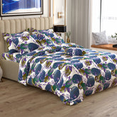 WHITE ABSTRACT Sateen 8 Pcs King Quilt Cover Bedsheet Set