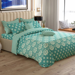 TEAL OASIS Xara 8 Pcs King Reversible Quilt Cover Set Bedsheet