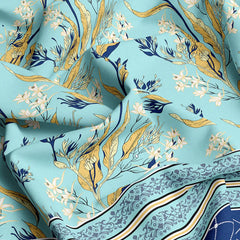 Xara Floral/Stripes Blue Fitted Bed Sheet Set