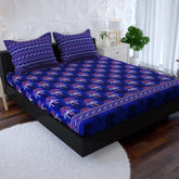 Xara Blue Tree Motif Fitted Bed Sheet Set