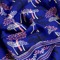 Xara Blue Tree Motif Fitted Bed Sheet Set