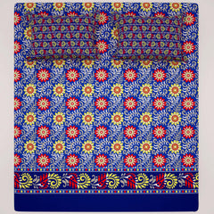 Xara Royal Blue Floral Bed Sheet Set - Xara