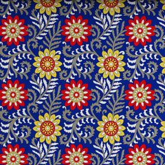 Xara Royal Blue Floral Bed Sheet Set - Xara