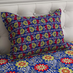 Xara Royal Blue Floral Bed Sheet Set - Xara