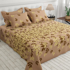 MOCHA LEAVES SATEEN BED SHEET SET