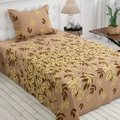 MOCHA LEAVES SATEEN BED SHEET SET