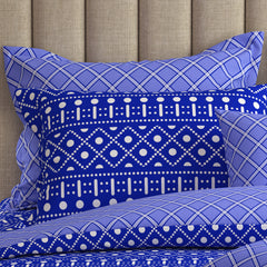 ROYAL BLUE MOSAIC Xara 8 Pcs King Reversible Quilt Cover Set Bedsheet