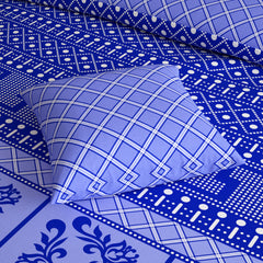 ROYAL BLUE MOSAIC Xara 8 Pcs King Reversible Quilt Cover Set Bedsheet