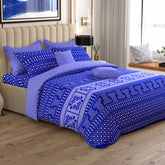 ROYAL BLUE MOSAIC Xara 8 Pcs King Reversible Quilt Cover Set Bedsheet