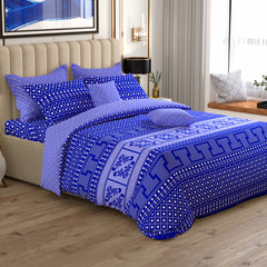 ROYAL BLUE MOSAIC Xara 8 Pcs King Reversible Quilt Cover Set Bedsheet