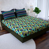 AQUA AND LIME FERN PRINT Xara Fitted Bed Sheet Set