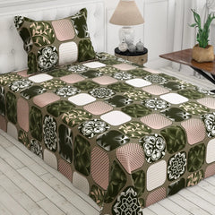PATCHWORK GREEN SATEEN BED SHEET SET