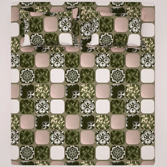 PATCHWORK GREEN SATEEN BED SHEET SET