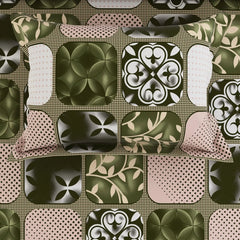 PATCHWORK GREEN SATEEN BED SHEET SET