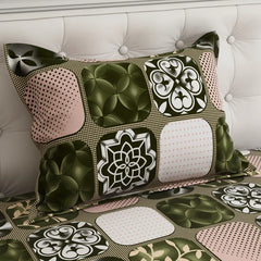 PATCHWORK GREEN SATEEN BED SHEET SET