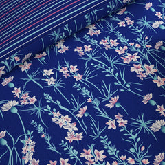 BLUE BLOOM Xara 8 Pcs King Reversible Quilt Cover Set Bedsheet