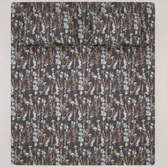 DARK FLORAL SATEEN BED SHEET