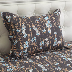 DARK FLORAL SATEEN BED SHEET