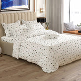 WHITE AURA Sateen 8 Pcs King Quilt Cover Bedsheet Set