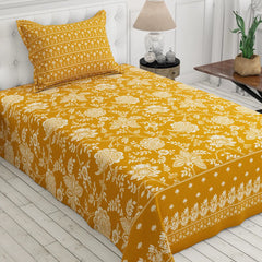 MUSTARD FLORAL XARA BED SHEET SET
