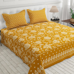 MUSTARD FLORAL XARA BED SHEET SET